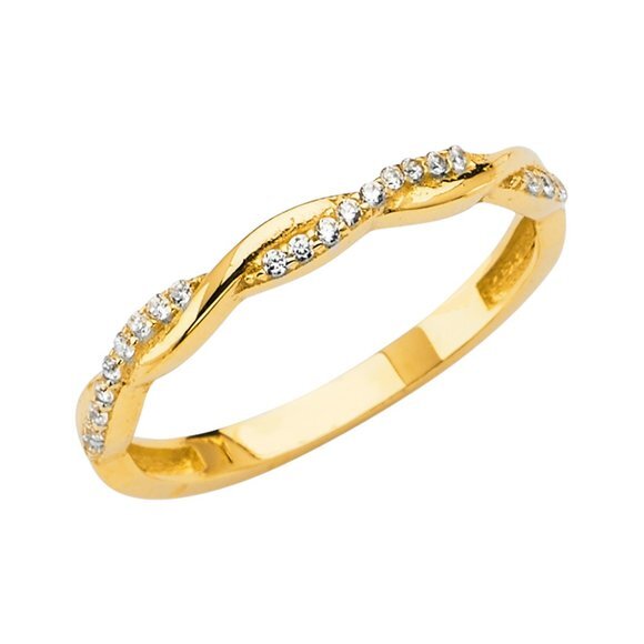 Dainty 14k Yellow Gold Promise Ring Wedding Band
